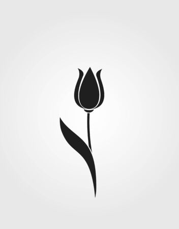tulip flower black silhouette. spring flower design element. isolated vector imageのイラスト素材
