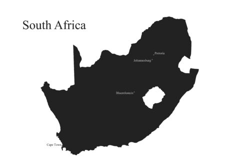 Republic of South Africa map icon. isolated vector black silhouette image of African countryのイラスト素材