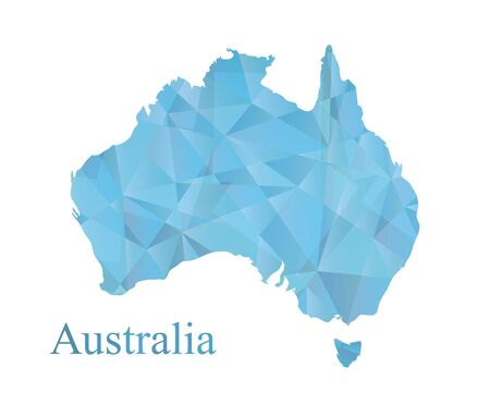 Australia map icon in blue low polygon style. abstract geometric tessellation, modern vector design backgroundのイラスト素材