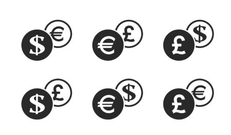 currency exchange icon set. money and banking transfer sign. simple style finance infographic design elementのイラスト素材