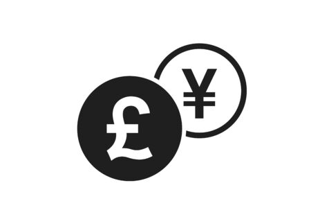 british pound to japanese yen currency exchange icon. money exchange and banking transfer symbolのイラスト素材
