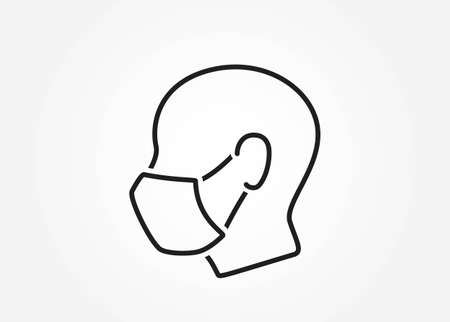 use face mask icon. pictogram of disease prevention. protection wear from virus.のイラスト素材