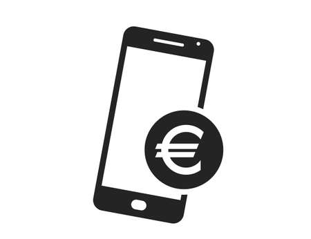 mobile phone money icon. euro coin on smart phone. nfc and e-payment, e-wallet. financial symbols for web designのイラスト素材