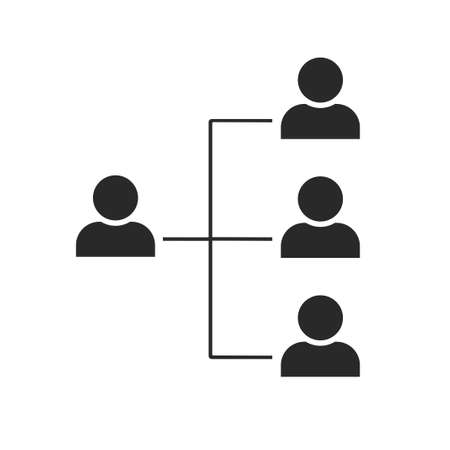 organization chart template. horizontal hierarchy user team. infographic and web design signのイラスト素材