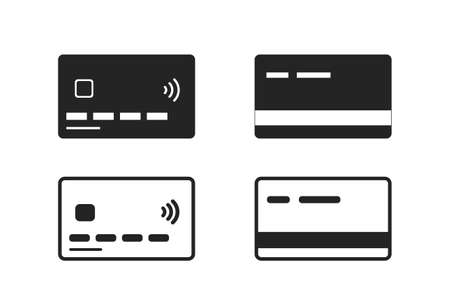 credit card icon set. front side and back side. financial and banking web design symbolのイラスト素材