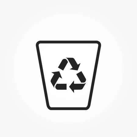 garbage trash can with recycle sign line icon. recycling, eco and environmental management symbol. isolated vector image in flat styleのイラスト素材