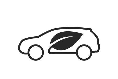 eco car line icon. environmental and eco transport symbol. isolated vector image in flat styleのイラスト素材