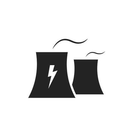 power plant icon. electricity and energy industry symbol. isolated vector image in flat styleのイラスト素材