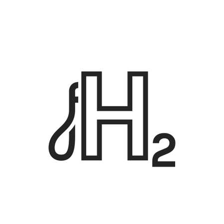 hydrogen fuel line icon. filling station symbol. eco friendly and alternative energy symbol. isolated vector imageのイラスト素材