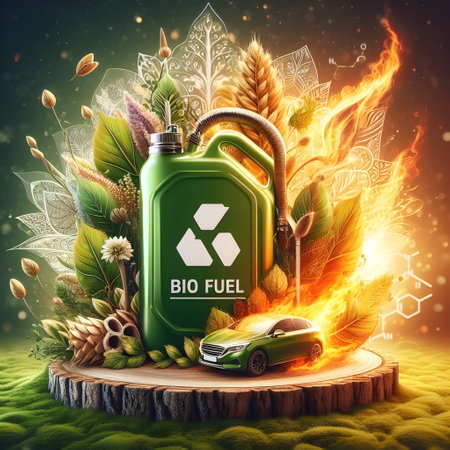 bio fuel illustration. canister with eco fuel. eco friendly industry and alternative energy imageの素材