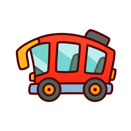 Cartoon cute reb bus. Icon. Vector EPS10のイラスト素材