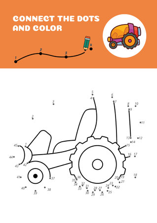 Connect the dots and color. Purple cosmic car. Vector EPS 10のイラスト素材