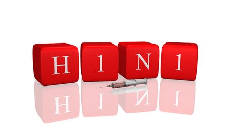 H1N1 on cubes with single syringe.の写真素材