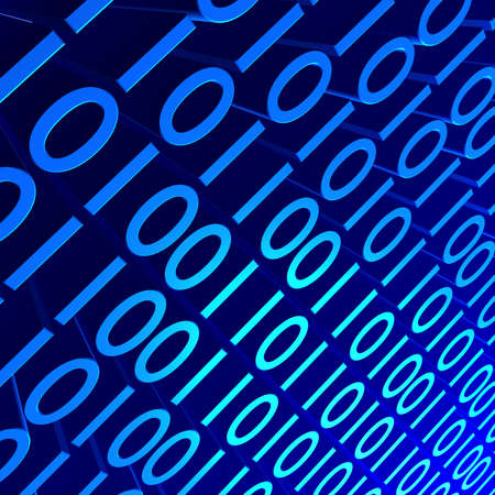 3D background image of blue binary digits.の写真素材