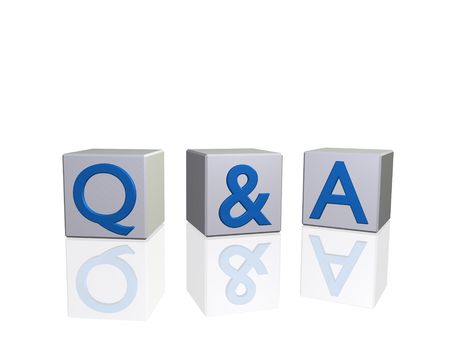 Image of Q&A (questions and answers) on 3d blocks isolated on a white background.の写真素材