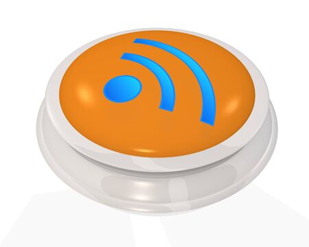 Image of an RSS button isolated on a white background.の写真素材