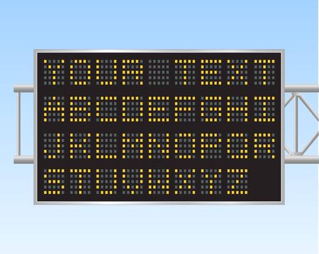 Image of an electronic billboard against a blue sky background.のイラスト素材