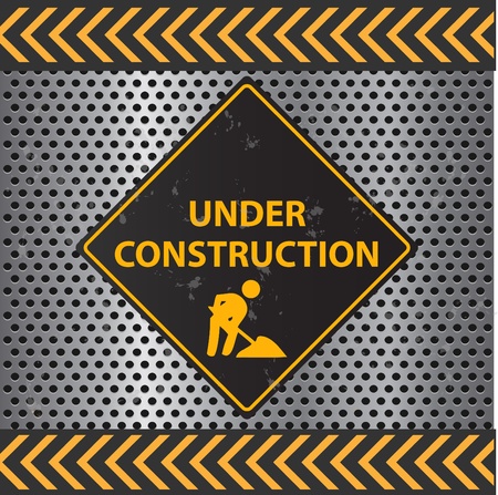 Image of a Under Construction sign with a metallic background texture.のイラスト素材