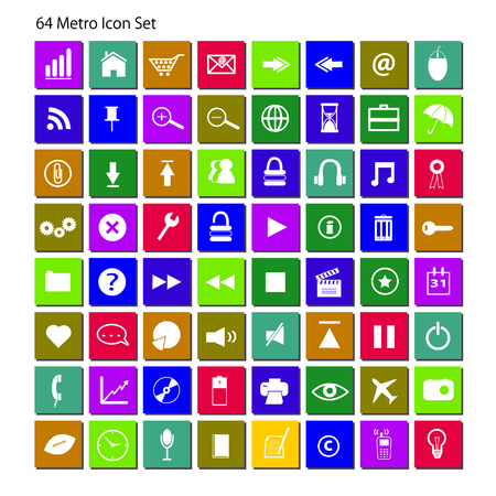 Image of a colorful metro icon set isolated on a white background.のイラスト素材