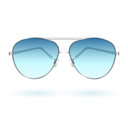 Image of colorful, blue sunglasses isolated on a white background.のイラスト素材