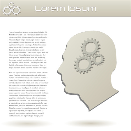 Image of gears and a silhouette of a head with sample text.のイラスト素材