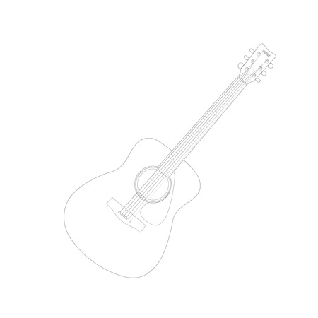 Vector Illustration of an acoustic guitar drawing isolated on a white background.のイラスト素材