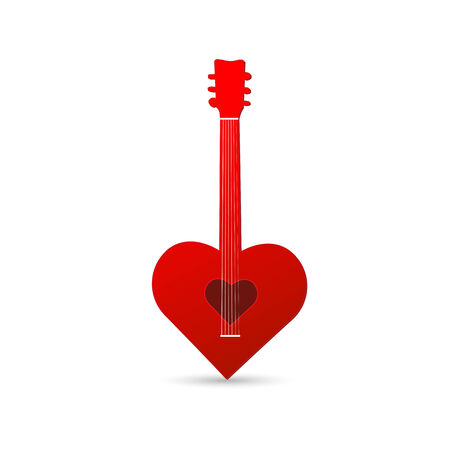 Illustration of a heart guitar isolated on a white background.のイラスト素材