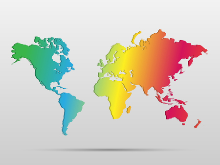 Illustration of a colorful world map isolated on a white background.のイラスト素材