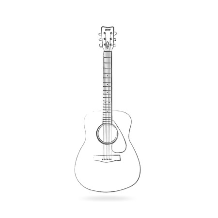 Drawing of an acoustic guitar isolated on a white background.のイラスト素材
