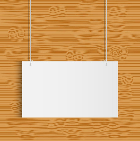 Illustration of a hanging sign against a wood texture background.のイラスト素材