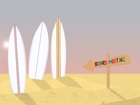 Illustration of a board meeting concept with surfboards.のイラスト素材