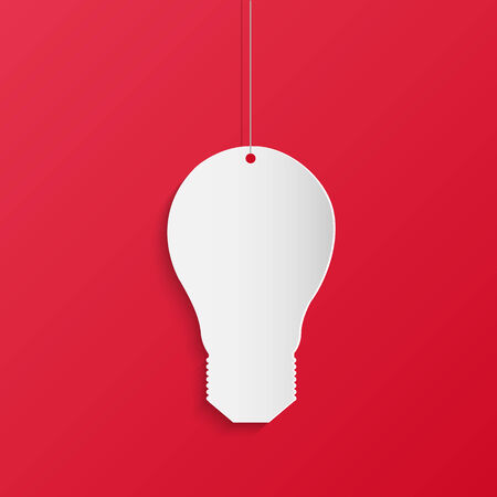 Illustration of a paper light bulb on a colorful red background.のイラスト素材