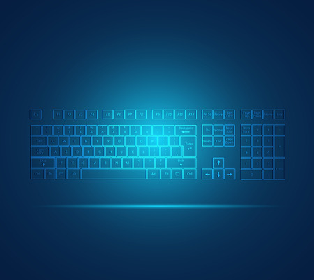 Illustration of a glowing keyboard design on a colorful background.のイラスト素材