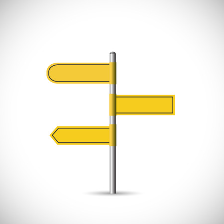 Illustration of a blank yellow signpost isolated on a white background.のイラスト素材