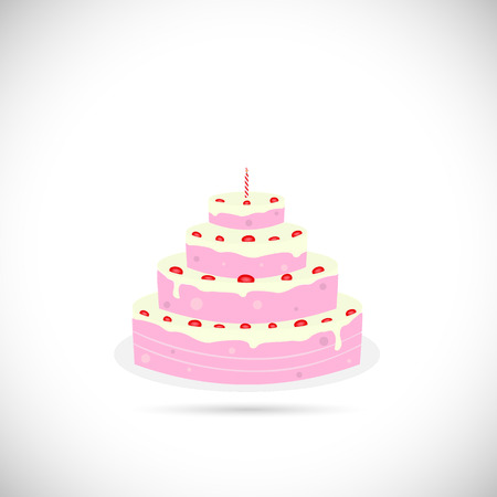 Illustration of a colorful birthday cake isolated on a white background.のイラスト素材