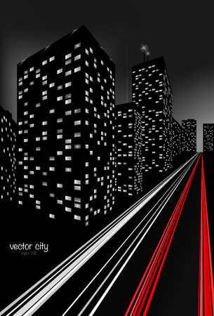 Illustration of a colorful night scene of a city.のイラスト素材