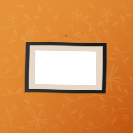Illustration of a hanging picture frame on a colorful background.のイラスト素材