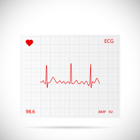 Illustration of a heart cardiogram wave on a piece of paper.のイラスト素材