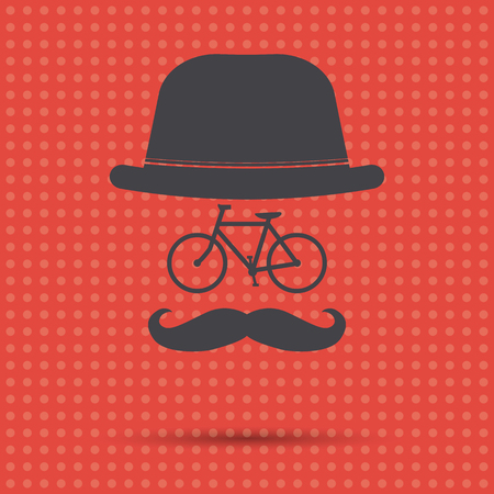Hipster bicycle illustration on a red backgroundのイラスト素材