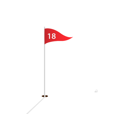 Illustration of the 18th hole on a golf course.のイラスト素材