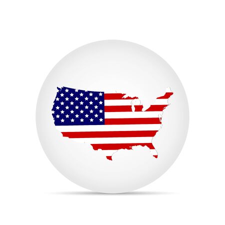 Illustration of the flag of the United States of America on a button.のイラスト素材