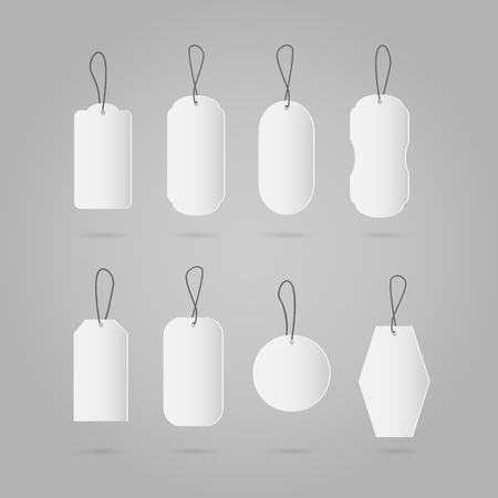 Illustration of various white tags against a gray background.のイラスト素材