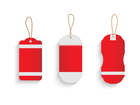 Illustration of various vintage holiday tags isolated on a white background.のイラスト素材