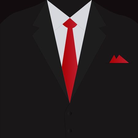 Illustration of a black business suit and red tie.のイラスト素材