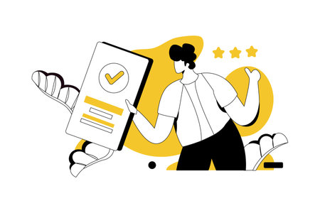 Completion and evaluation, Business Flat Style Illustrationのイラスト素材