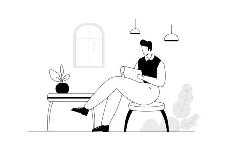 Read the document, Office Vectors Illustration Flat Lineのイラスト素材