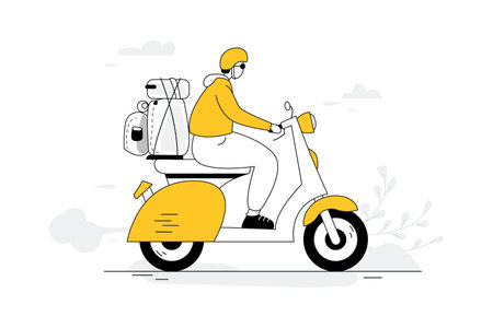 Tourists on the road, Travel Vectors Illustration Flat Lineのイラスト素材