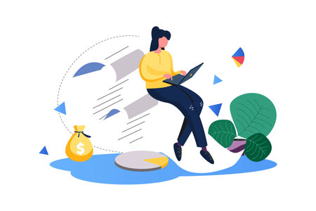 Employee Content, Vector Business Marketing Line Illustrationのイラスト素材