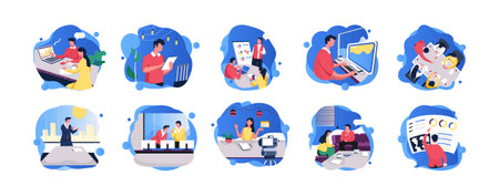 Vector Business Marketing Line Illustration Kitのイラスト素材