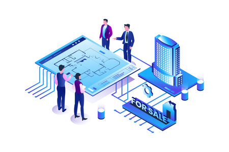Real Estate Project, Isometric Vectorのイラスト素材